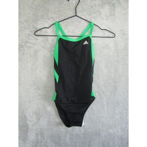 Adidas Performance Black Green Athletic One Piece Swimsuit Size S